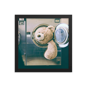 Teddy Takes a Bath (Framed Print)