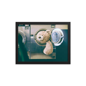 Teddy Takes a Bath (Framed Print)