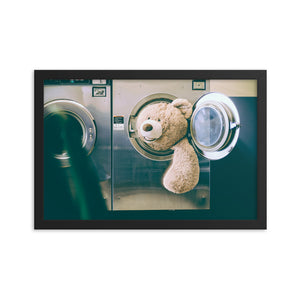 Teddy Takes a Bath (Framed Print)