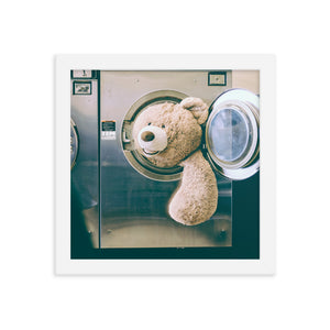 Teddy Takes a Bath (Framed Print)