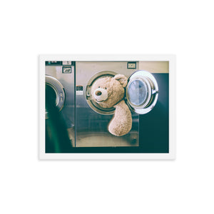 Teddy Takes a Bath (Framed Print)