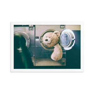 Teddy Takes a Bath (Framed Print)